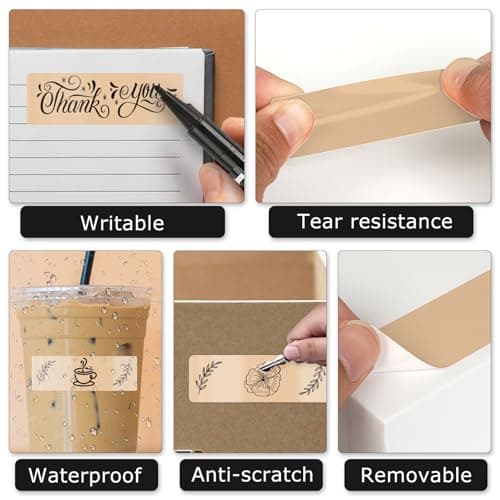 YIKIADA Lot de 500 Étiquettes Thermiques Adhésives 25 X 76 mm Kaki Rouleaux Autocollantes Imperméable Amovible Imprimables pour Bureau École QR Inventaire