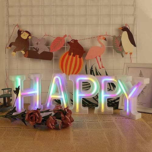 Enseignes Lumineuses Veilleuse au Néon, Light Up LED Letters Lights Light Up Marquee Lettres Lumières Lettres Enseignes au Néon Batterie USB (N)