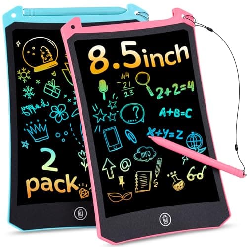 PINKCAT Tablette Dessin Enfant 8,5 Pouces, 2 Pièces Tablette à Dessiner Effaçable Portable Tablette D'écriture LCD Colorée Cadeau Bebe Garcon Fille Jouet Enfants 1 2 3 4 5 6 7 8 Ans