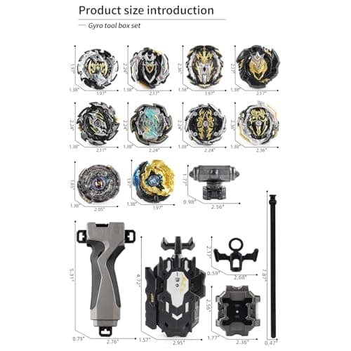 Netoke Bey Toupie 10 en 1 Gyro Burst, Turbo 4D Combinaison, Comprenant Un Ensemble D'accessoires Gyroscopiques 4 Pièces, Noir
