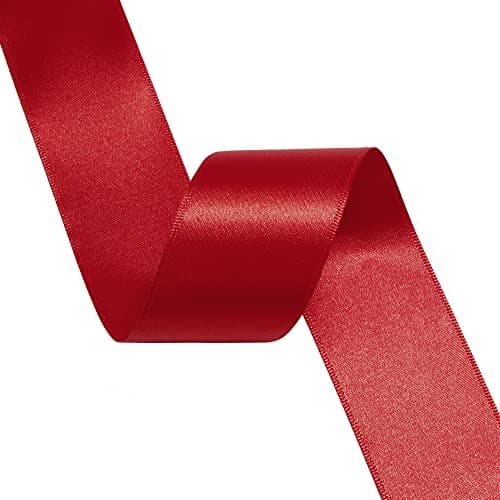 VATIN Ruban Satin 38mm x 25m Double face éclat satin Rouge Ruban décoratif pour mariage, baptême et anniversaire