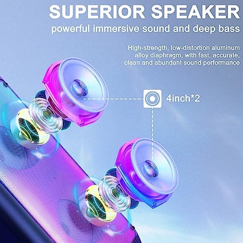 JYX Machine de Karaoké avec 2 Microphones, Karaoke Adulte Bluetooth Portable Éclairage RGB, Équipement de Karaoké pour Les Fêtes d'amis, Les Événements Familiaux, Supporte TF/USB, AUX, FM, REC, TWS