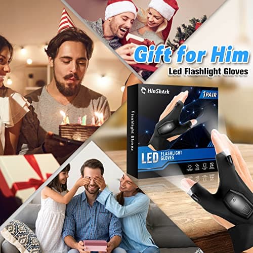 Hinshark Cadeau Homme, Rechargeable Pêche Gants LED Cadeau Anniversaire Homme, Idee Cadeau Homme Original Utile, Cadeau Papa Gadget Insolite Utile, Cadeau Fete des Peres, Idee Cadeau Noel Homme