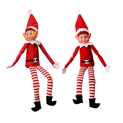 Elves Behavin' Badly-13056 Lot de 2 poupées Elfes en Peluche avec Visage en Vinyle, Rayé, 13056, Rouge, Pack de 2