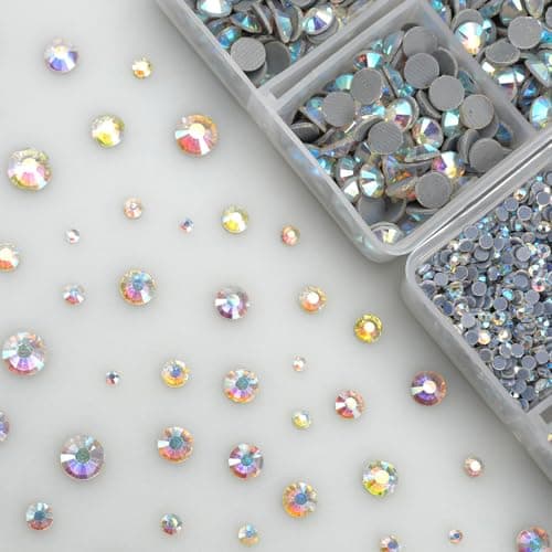 duisoad 6600 Pcs Strass Dos Plat Cristal Hotfix Strass Flatback Nail Art Gems Avec Pincette et Strass Stylo de Cueillette pour Manucure et Décoration du Visage 6 Tailles Mixtes SS6-SS30