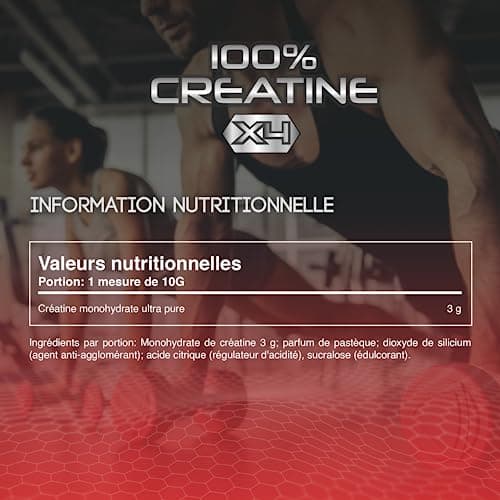 Healthy Fusion Creatine Monohydrate | Créatine pure microfiltrée avec vitamine B6 | Favorise la croissance musculaire | Créatine monohydrate en poudre aromatisée à la pastèque | 30 portions