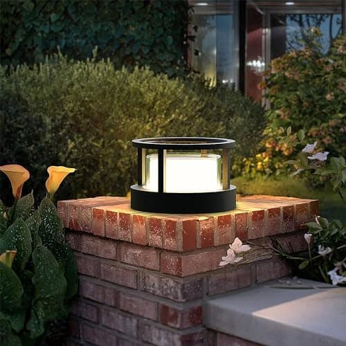 FREEUP Borne Éclairage Extérieur, 15W LED Lampe de Jardin Exterieur Ronde Ip65 Lampadaire Exterieur en Aluminium, Blanc Chaud, Borne Lumineuse Exterieure, Pour Chemins Terrasse, Noir