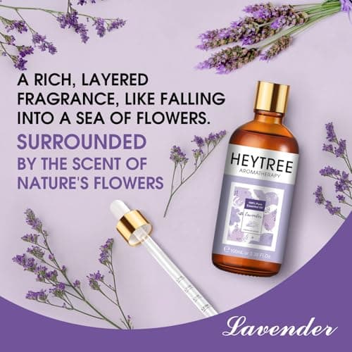 HEYTREE Huile essentielle de lavande 100ml Huile idéale pour les soins de la peau, le bain et la douche, l'humidificateur, le diffuseur