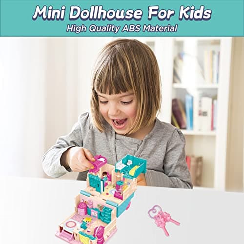 deAO Maison de poupées,Maison Miniature,Monde de la Boulangerie,Mini Maison de poupée à emporter,Convient aux Enfants de 3 Ans et Plus,Cadeau d'anniversaire de Noël