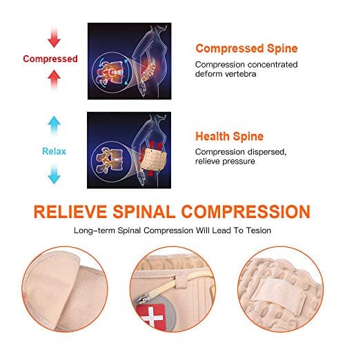 Nubax,Ceinture Lombaire,Ceintures Lombaires,Ceinture gonflable, dispositif de traction, pour le soulagement des douleurs musculaires du dos et la prévention des blessures Correction de la posture