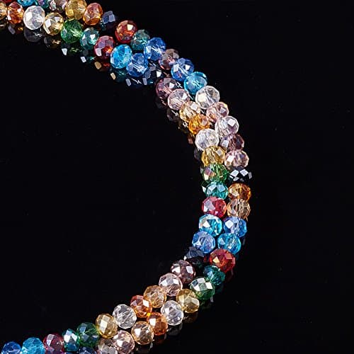 PH PandaHall 1800~2160pcs Perles en Verre Facette Electroplate, Couleurs Mixtes, 3x2mm, Trou: 1mm