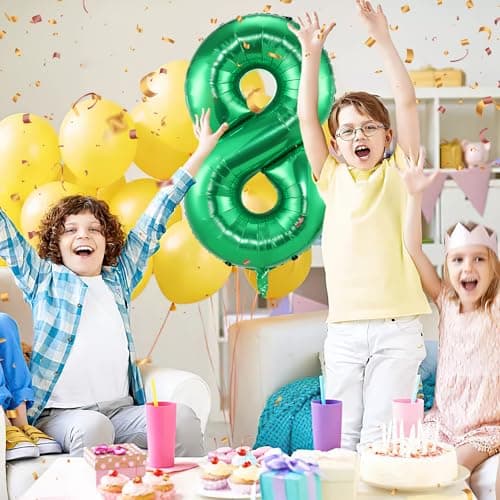 Vert8 Ballon d'anniversaire chiffres 8 ans | vert Ballon Helium 8 ans ballons 40" - Décoration d'anniversaire de 101 cm Deco,Décoration de Ballons Géants pour Mariages Party et Anniversaires Fête