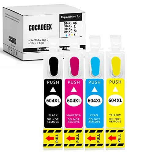 COCADEEX Cartouches d'encre Rechargeables vides 604XL compatibles avec XP-2200 XP-2205 XP-3200 XP-3205 XP-4200 XP-4205 WF-2935 WF-2930 WF-2910 WF-2950, avec Puce jetable (1 lot 604XL)