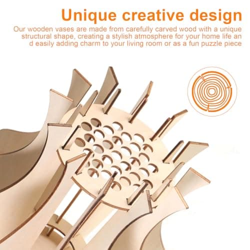 LERANXIN Bois Vase de Fleurs, Vase Fleur Kit Construction Vase Bouquet, 3D Vases en Bois Peut Contenir 33 Bouquets, Vase Créatif pour Décoration Bureau, Amateurs Fleurs