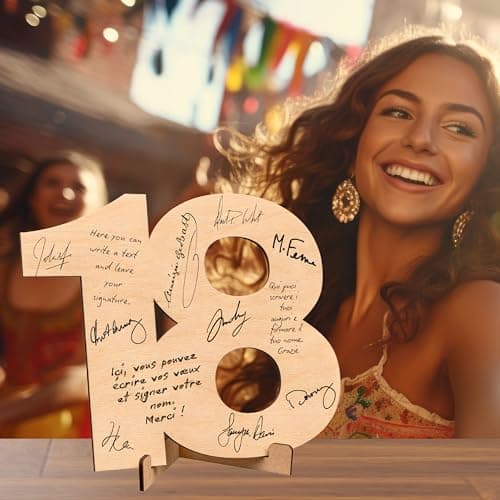 CUBIBOO ART Carte Anniversaire 18 Ans en Bois Avec support - Decoration Anniversaire 18 Ans Garçon, Fille