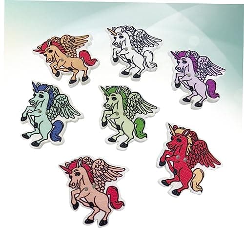 CORHAD Lot de 50 boutons à coudre en forme de licorne, pour décoration de fête, copeaux de bois, animaux