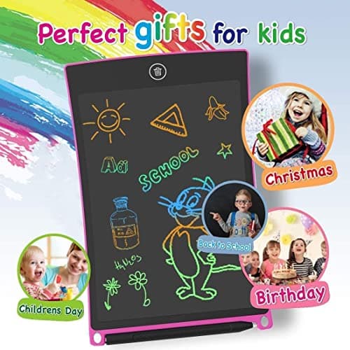 GUYUCOM Tablette Dessin Enfant 8,5 Pouces Ecriture LCD et Tablette Magique Enfant pour Les Enfants avec Une Ligne Colorée et Plus Lumineuse,Grands Cadeauxs pour 3 4 5 6 7 Ans Garçons Filles (Rose)