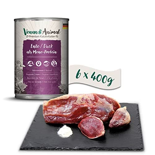 Venandi Animal Pâtée Premium pour Chats, Canard Seule Source De Protéine, Pâtée, sans Céréales Et À L’état Naturel, Lot De 6 (6 x 400 g)