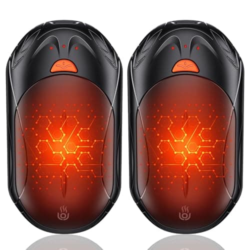 OUTJUT Chauffe Main 2 Packs 6000mAh Chaufferette Main Reutilisable, USB Chauffe-Mains 3 Modes de Chauffage 2S Rapide, pour Sports de Plein Air, Camping en Hiver Cadeau de Noël (Noir)