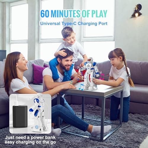 VEVOR Robot Jouet pour Enfants, Télécommande Programmable, Robot RC Intelligent, Marchant, Chantant, Dansant, Interactif, Gestes, pour Cadeau Anniversaire, Garçons Filles 3, 4, 5, 6, 7, 8, 10, 12 Ans