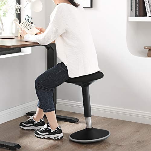 SONGMICS Tabouret Dynamique, Tabouret Assis Debout, Siège de Travail Rotatif à 360°, Ergonomique, Hauteur réglable 50-65 cm, Montage Simple, Noir OSC04BK
