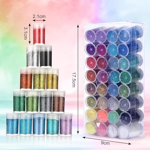 Royouzi 32 Pcs Paillettes Loisirs Creatifs, 32 x 8g (256g) Utilisé Pour Le Nail art, Le Maquillage, La Coiffure, Les FêTes, DéCoration Artisanale DIY Paillette