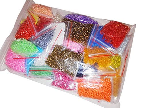 Perlin NO8 Z22 Lot de 25000 perles de rocailles rondes en verre - 30 sachets différentes - 2 à 3 mm - 600 g - 30 couleurs