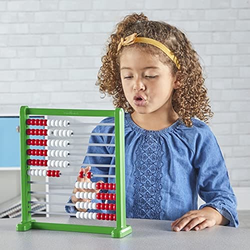 Learning Resources Boulier recto verso, boulier en plastique qui change de couleur pour enfants, maths avec des perles à compter pour enfants, boulier, jouet pour compter (jeu de 1), 3+