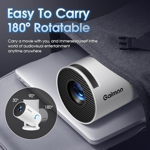 [App intégrée] Vidéoprojecteur 1080P FHD 4K 2025 Rétroprojecteur Portable Mini Projecteur Dual Contrôle avec Souris Android TV WiFi 6 BT5.2 180° Rotation HDMI/TV Stick/USB/PS5, avec HDMI et Souris