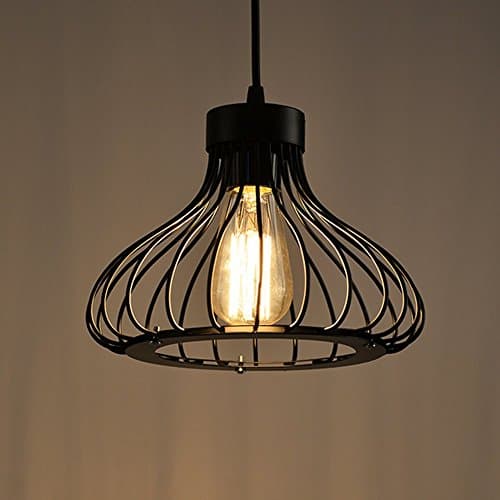 Chrasy E27 Industriel Vintage Métal Suspensions Cage Noir Retro Plafonnier Luminaire Vintage Plafond Plafonnier Lumiere Lampe Pendentif Lumiere Cage Antique Suspensions Luminaire