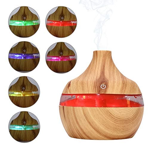 VIFERR Diffuseur Huiles Essentielles 300ml, Mini Portable Humidificateur d'air Chambre Electrique Arrêt Automatique Diffuseur d'arômes ave 7 LED de Couleur pour Hambre Maison Yoga Bureau Spa