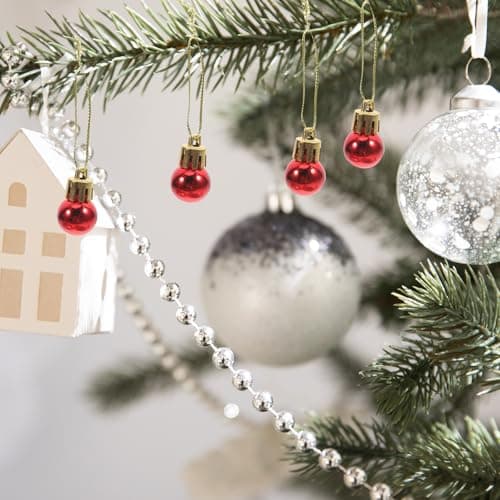 Lot de Mini Boules de Noël incassables - Décoration de Noël - 2 cm (Rouge)