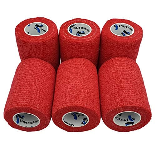 PintoMed - Bandage Cohésif - Rouge - 6 Rouleaux X 7,5 cm X 4,5 m Autoadhésif, Sports Bande, Premiers Secours Adhésif, Vet Wrap