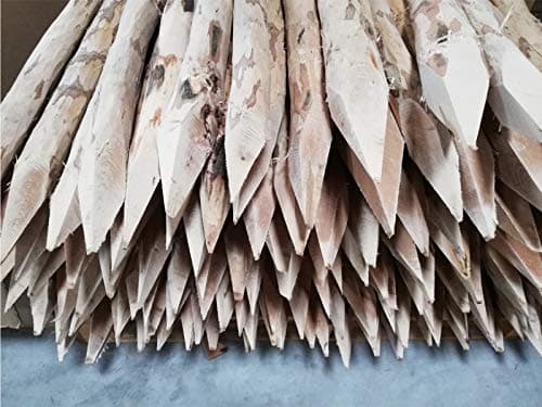 Poteau de clôture, naturel - Clôture aiguisé, poteau de clôture en bois, poteau rond, bois de noisette, en option pour votre clôture de piquetage clôture de ferme clôture de jardin (3 pièces H 100cm)