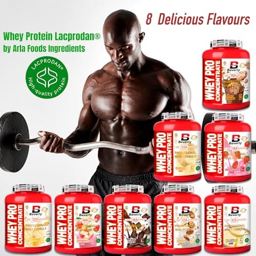 Beverly WHEY PRO CONCENTRATE | Concentré de protéines | 2 Kg | 8 Saveurs | Lacprodan® | Professional Whey | Mélangeur gratuit (2 KG, FRAISE)
