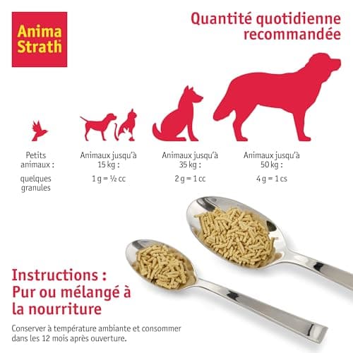 ANIMA-STRATH - Supplément de Levure Végétale - pour Chiens - 61 Micronutriments - Favorise la Santé - Garnitures de Nourriture pour Chiens - Végétarien - Granulés - 100g