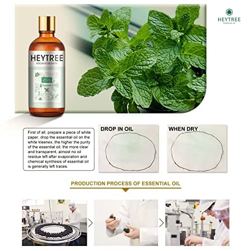 HEYTREE Huile Essentielle de Menthe Poivrée 100ml - L’arôme fort et frais de menthe poivrée augmente l’optimisme et la clarté - Parfait pour l’aromathérapie, le diffuseur, la respiration claire