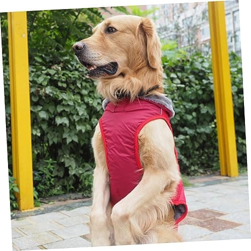 TOGEVAL vêtements de Chien col de Winter Hiver Habit de Neige pour Chien Manteau imperméable pour Chien vêtements en Coton pour Chiots vêtements Chauds pour Chiots Polyester Rouge