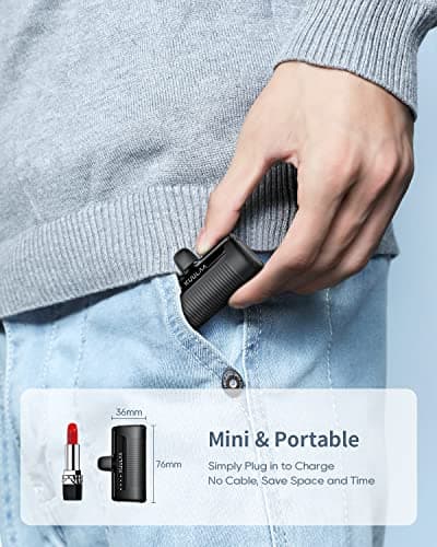 Batterie Externe pour iPhone 4500 mAh, Mini Batterie Externe 12W PD, Petite Batterie Externe Charge Rapide Compatible avec iPhone 14/14 Pro Max/13 Pro/13/12/11/XS/XR/8/7/6 - Noir
