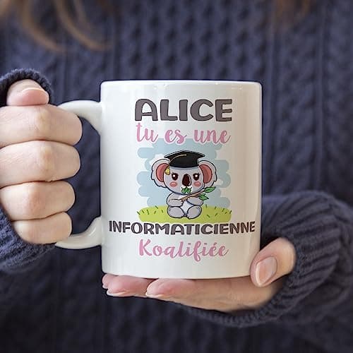 Mugffins Tasses Personnalisables pour INFORMATICIENNE femme - En Français - Cadeau Personalisé- Koalifies Personalisés - 11 oz / 330 ml