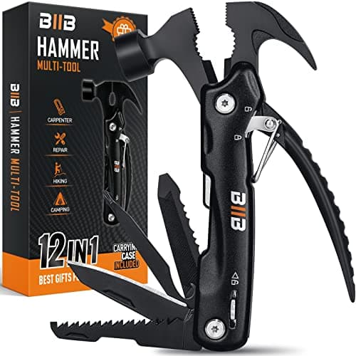 BIIB Cadeau Homme, 12 en 1 Outil Multifonction, Gadget Insolite Utile, Idee Cadeau Homme, Accessoires Camping, Cadeau Papa, Cadeau Noel Homme, Cadeau Fete des Peres, Cadeau Anniversaire Homme
