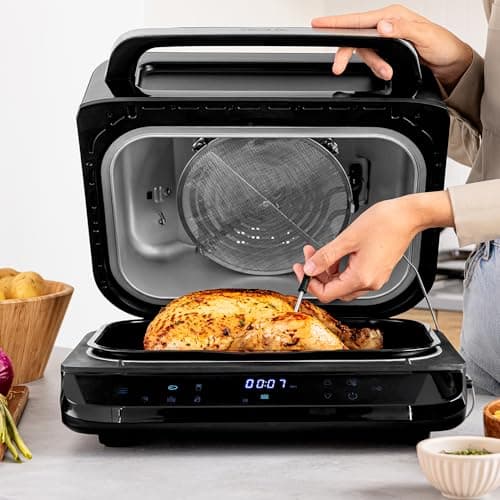 Cecotec Friteuse à Air Grill sans Huile de 6 L Cecofry FireDome 6000. 2400 W, 6 Modes de Cuisson et 4 Niveaux Grill, Thermostat Réglable, Comprend une Sonde de Température et des Accessoires