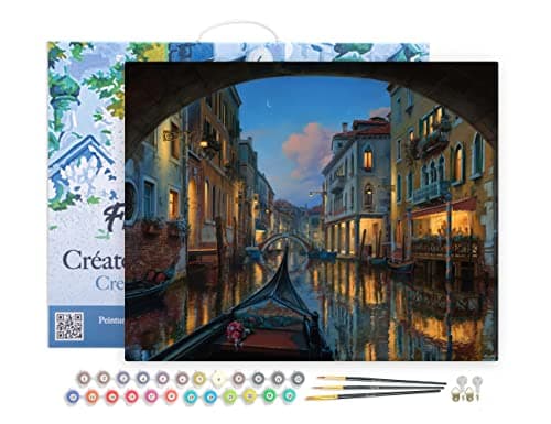 Figured'Art Peinture par Numéro Adulte avec Cadre Visite du canal de Venise - Activité Manuelle Kit de Loisir Créatif DIY Numéro d'Art Complet - 40x50cm toile tendue sur châssis