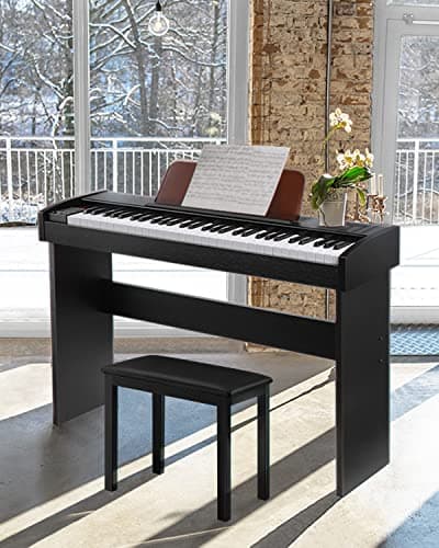 Eastar EK-10S Clavier Piano, 61 touches de taille standard Upright Clavier de Piano numérique pour les débutants avec pédale de sustain et support de livre de musique, cadeau essentiel