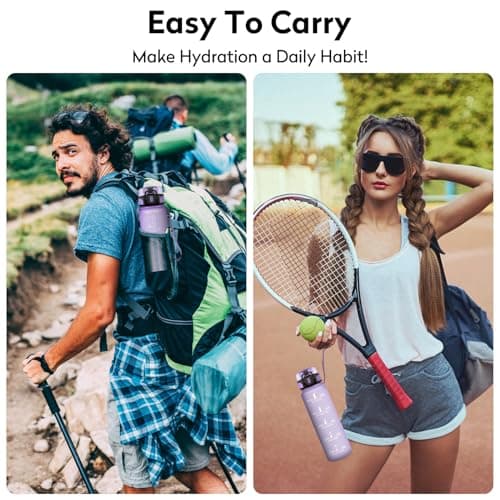 KollyKolla Gourde Enfant 500ml, Gourde Sport, Étanche & Réutilisable, Bouteille d'eau avec Marqueur de Temps et Filtre, sans BPA, Water Bottle pour Enfant & Adulte, l'école, Cyclisme, Voyage, Camping