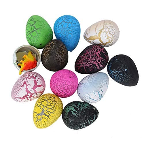 12 pcs oeuf de dinosaure éclosant jouet, oeuf de dinosaure fissuré coloré jouet gonflé oeufs de Pâques jouet éducatif cadeau pour enfants enfants(Oeuf d'incubation de dinosaure)