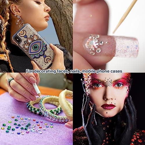 FlyWave Strass Thermocollant pour Vetement 1800 Pcs, Strass Hotfix Blanc et en Couleur, Strass a Coller Avec Pince à Épiler, Strass Thermocollant pour Décorer les Vétements, les Chaussures, Les Ongles
