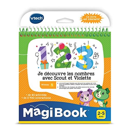 VTech - MagiBook, Livre Éducatif Enfant Niveau 1 Je découvre les Nombres avec Scout et Violette, Pages Illustrées et Interactives, Cadeau Fille et Garçon de 2 Ans à 5 Ans - Contenu en Français
