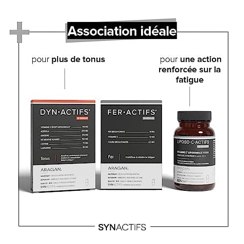ARAGAN - Synactifs Lot de 2 Feractifs - Complément Alimentaire Anti-Fatigue - Tonus et Vitalité - Fer Bisglycinate, Cuivre et Vitamine C - 120 gélules - 4 mois de prise - Fabriqué en France