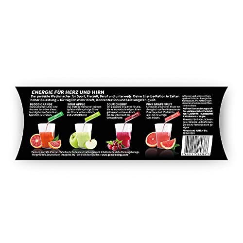 GoMo ENERGY® Assortiment de boissons de vitalité 100% naturelles sans sucre| Meilleure performance de corps et d’esprit | Énergie, vigilance et concentration | MIXED FRUITY BOOST 4x3 portions